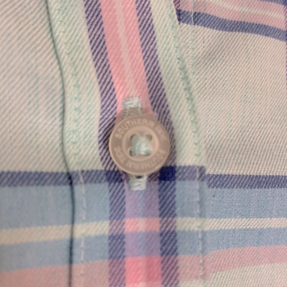 Southern Tide Hadley Pink & Blue Madras Plaid Button Up - Picture 10 of 16